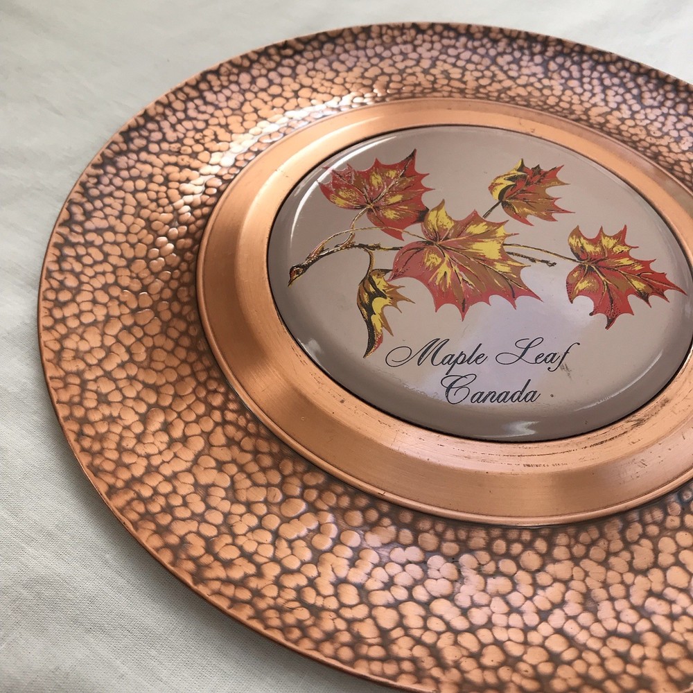 Vintage Solid Copper Plate Canada Leaf By Fantasy CopperWare Solid Decorative