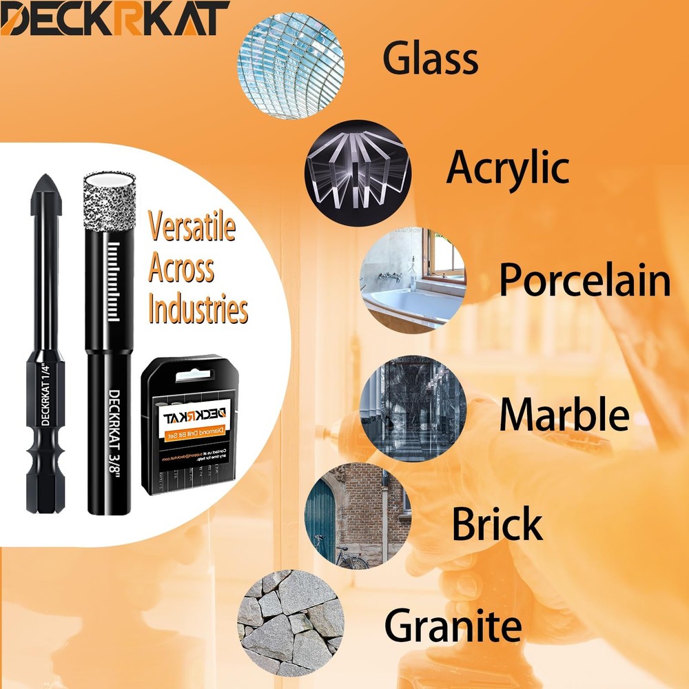 DECKRKAT 7-Piece Dry Diamond Drill Bits & 7 Pack (with Carbide)