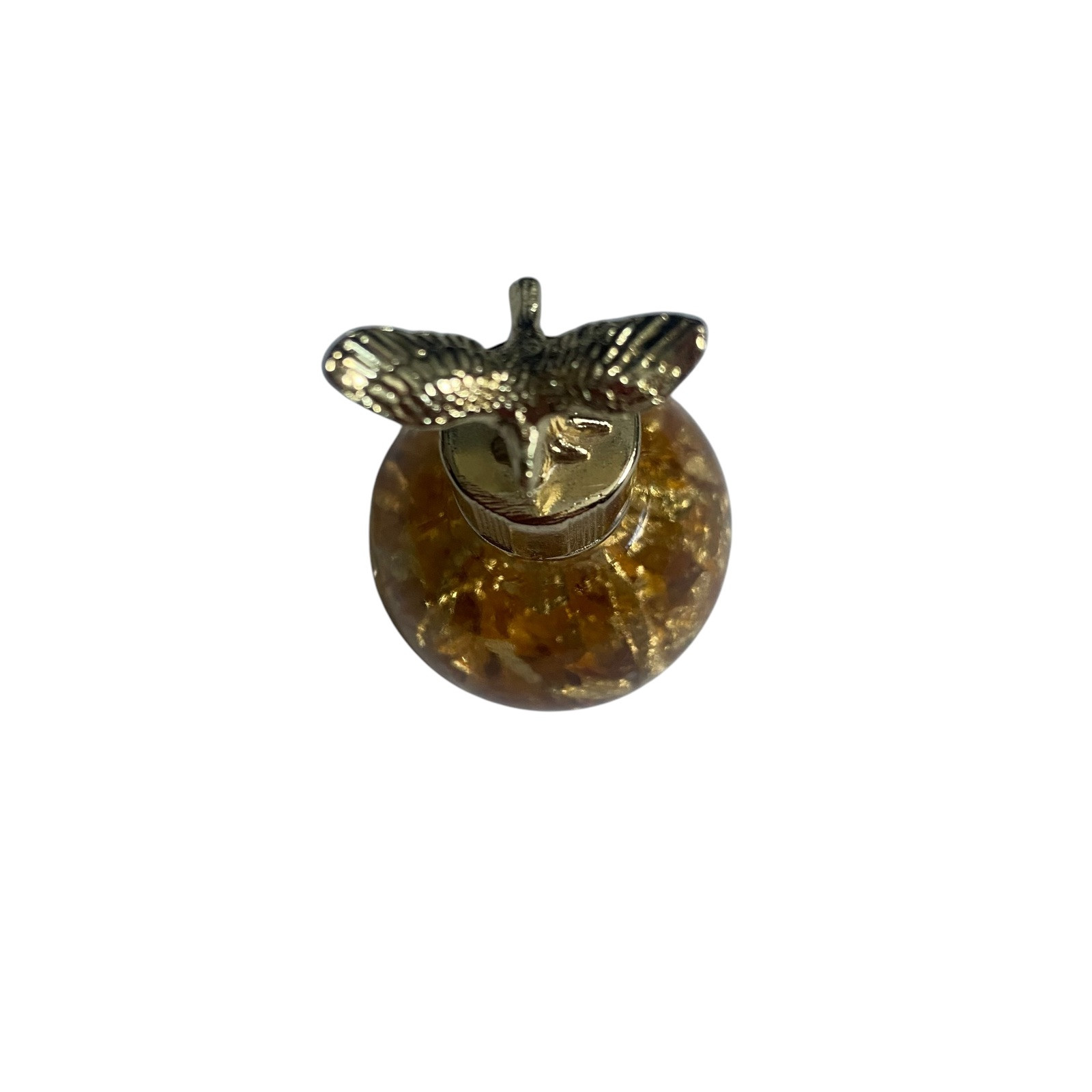 Pure Gold Flake 24 Karat Bottle 2 3/4" t Round Glass American Eagle Figure Cap