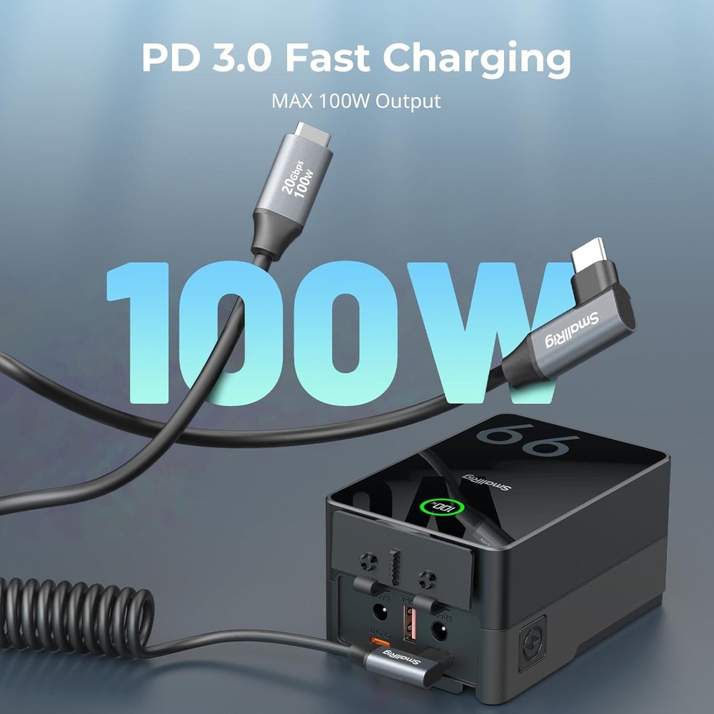 SMALLRIG USB C to C Coiled Data Cable (Straight Angled), 1.15FT-3.28FT