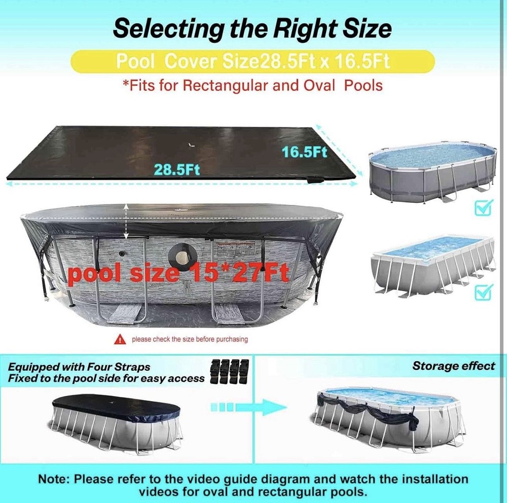 15x27Ft Winter Oval Pool Cover with Side Storage for Oval and Rectangular Above