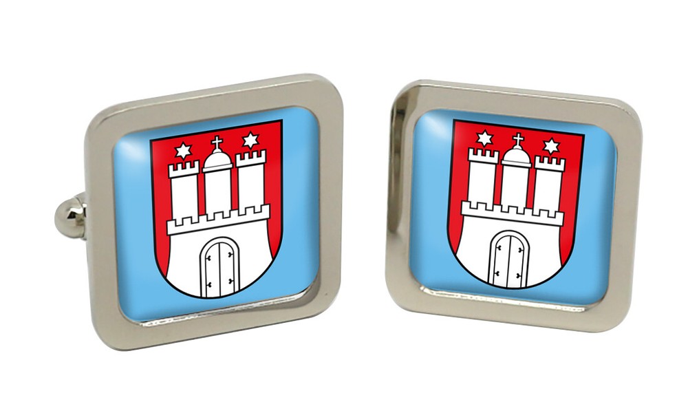 Hamburg (Germany) Square Cufflink in Chrome Box