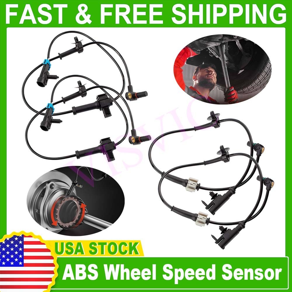 Front and Rear Left & Right ABS Wheel Speed Sensor 2 Pair for Chevy Silverado...