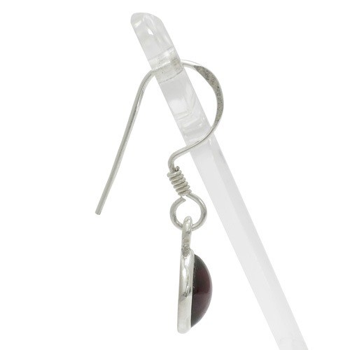 Silver Earrings (Pair) Square Garnet Hook Type