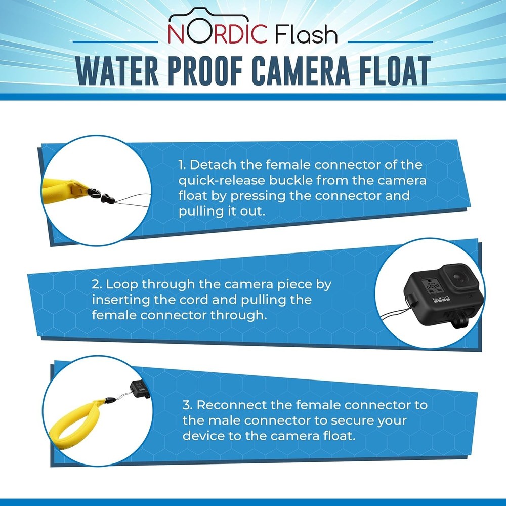 Waterproof Camera Float 2-pack Floating Camera Strap for Underwater GoPro/Pan...