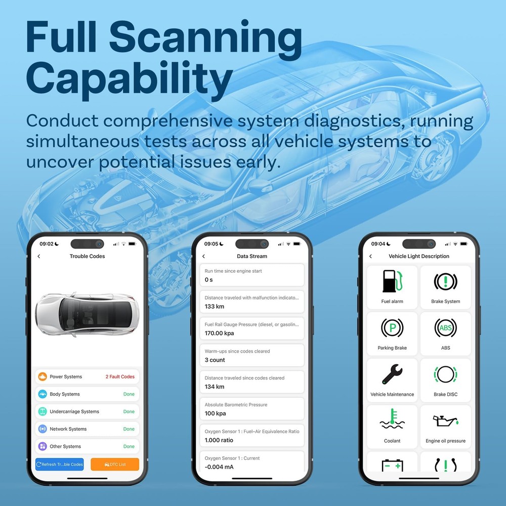 Cordless OBD2 Scanner Car Code Reader 5.4 Bluetooth Auto Diagnostic Scan Tool US