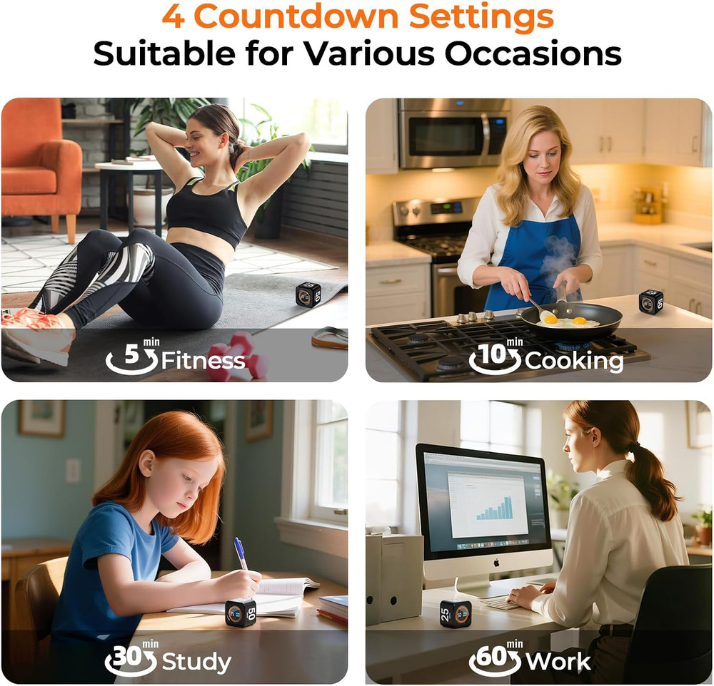 Pomodoro Timer Cube, Cool Stuff Gadgets, Visual Timer with Gravity, Countdown 5/