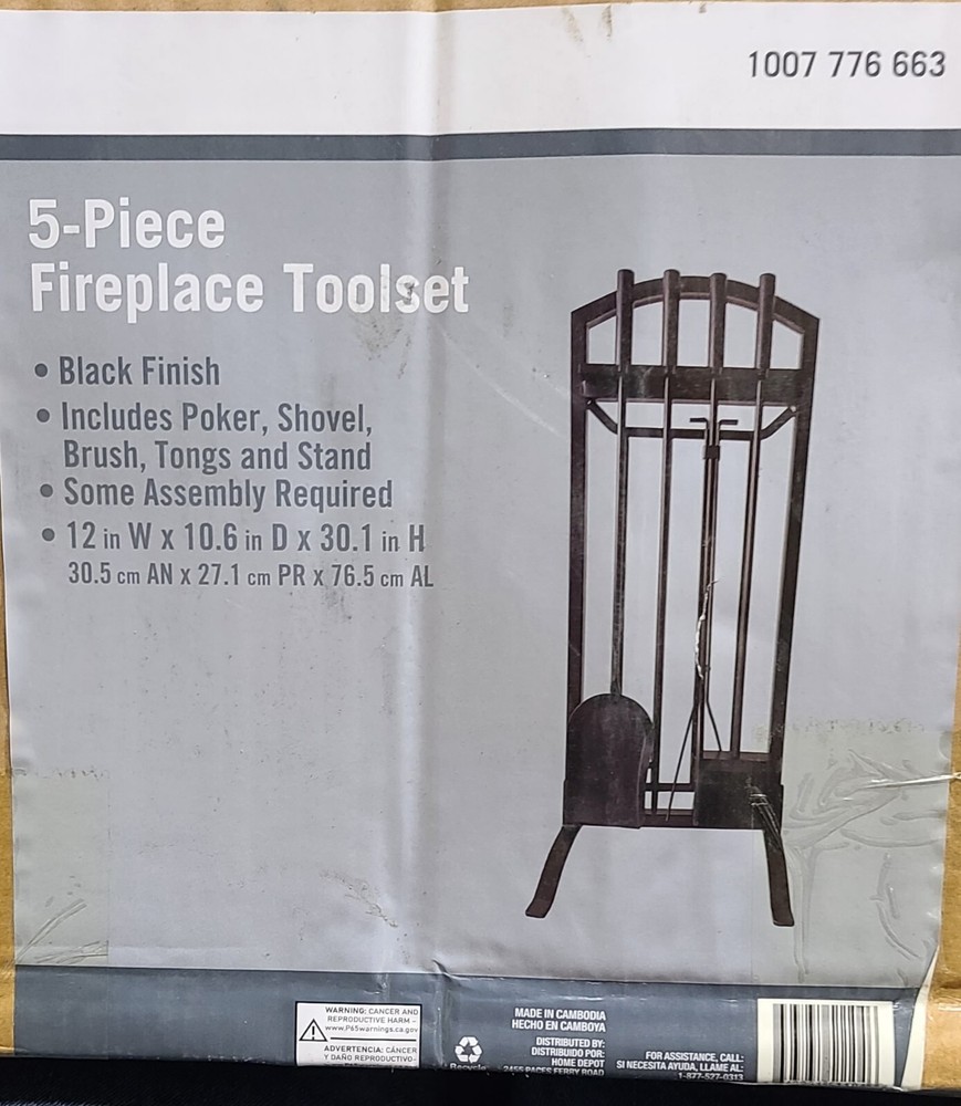 5 - Piece Fireplace Toolset Includes 4 tools and Stand Brand New in the Box