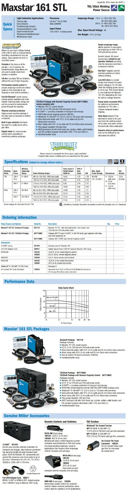 Miller Maxstar 161 STL TIG and Stick Welder (907710)