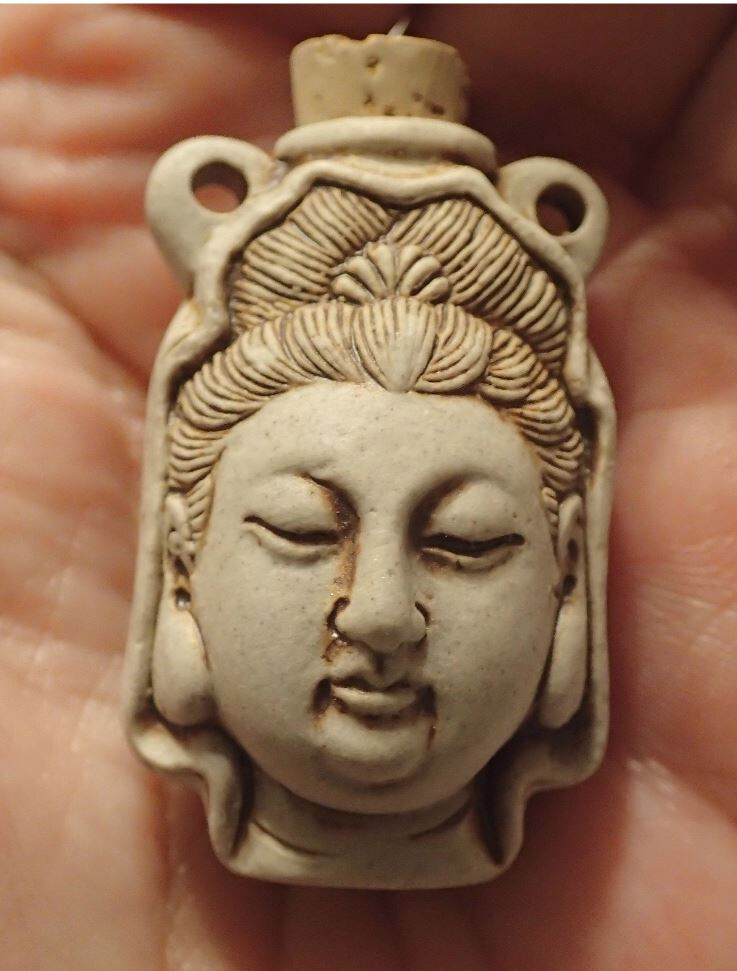 Ceramic Buddha Head Bottle pendant