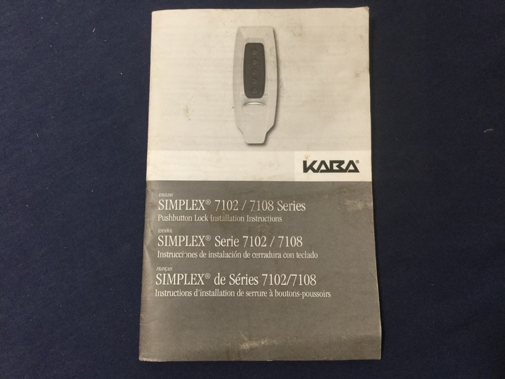 Kaba Simplex 7102/7108 Pushbutton Lock Instruction Book