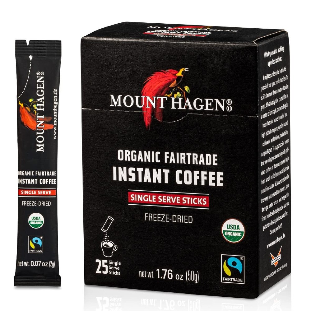 Mount Hagen Organic Medium Roast Instant Coffee Packets 25 Count 1.76oz