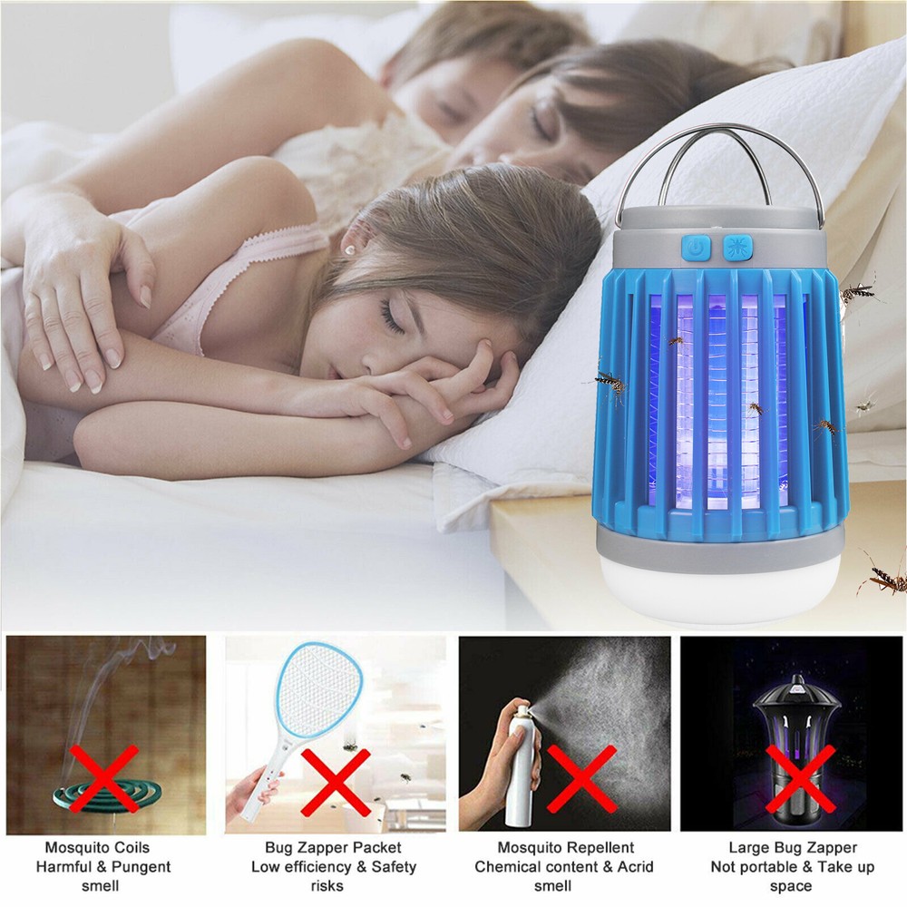 Solar Power Mosquito Killer Lamp Fly Insect Bug Zapper LED Light Camping Lantern