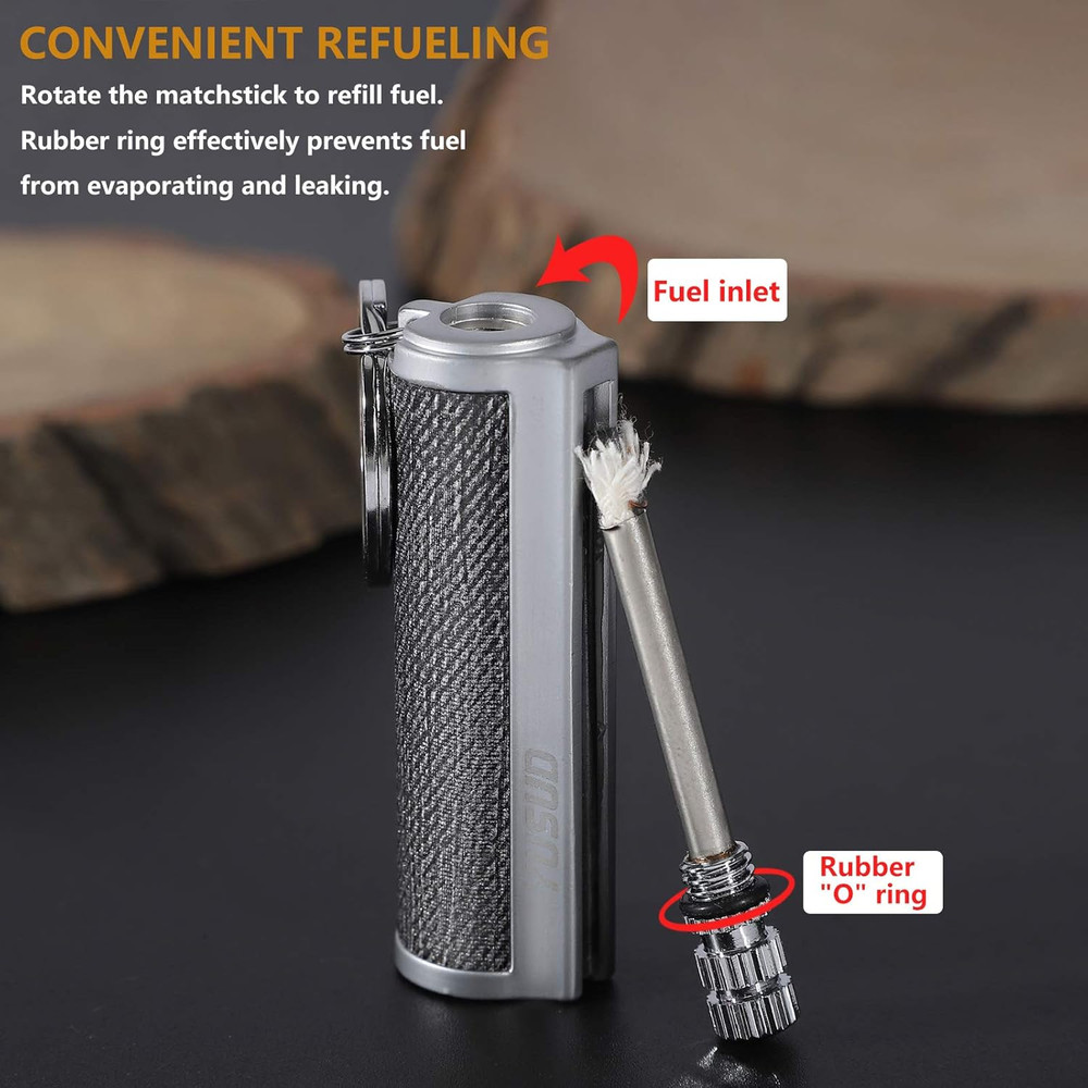 YUSUD 2 Pack Permanent Match Infinity Lighter with Multitool Keychain, Reusable