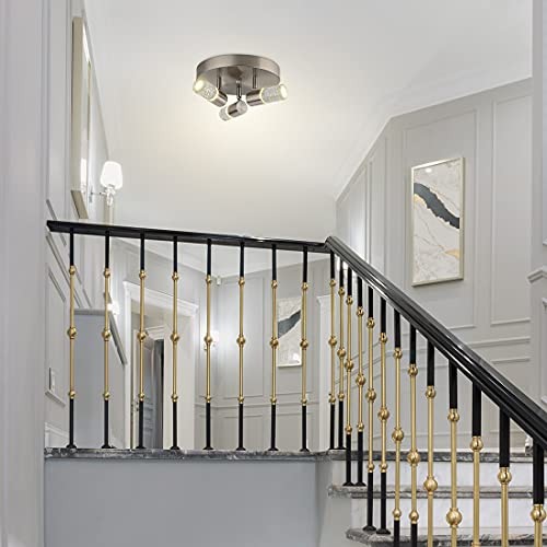 3-Light Semi Flush Mount Ceiling Light, 3 Head Directional LED Lighting