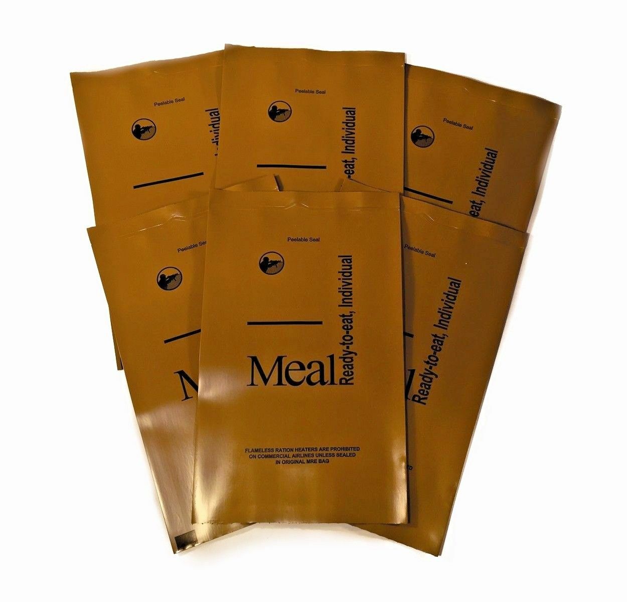 Military Surplus Unused Empty MRE Brown Bags - Lot of 6 bags
