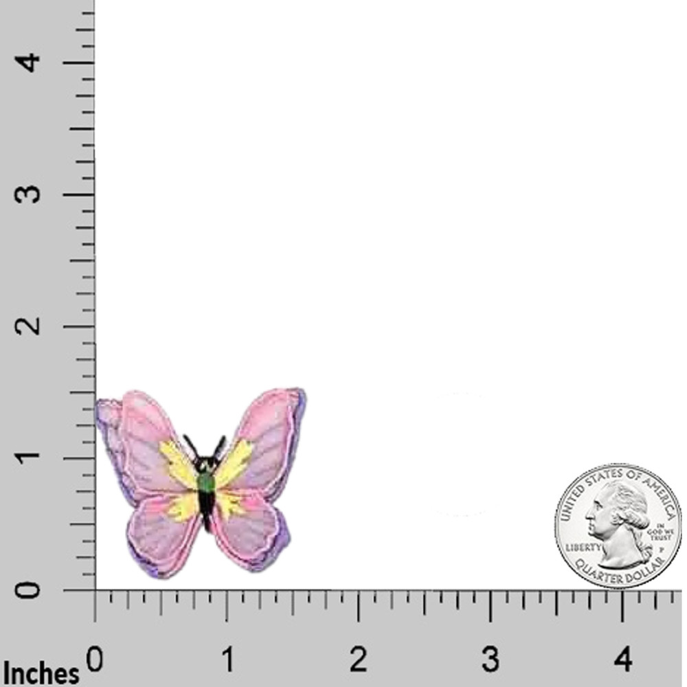 Pink Lavender Chiffon Butterfly (5-Pack) Iron-on Patch