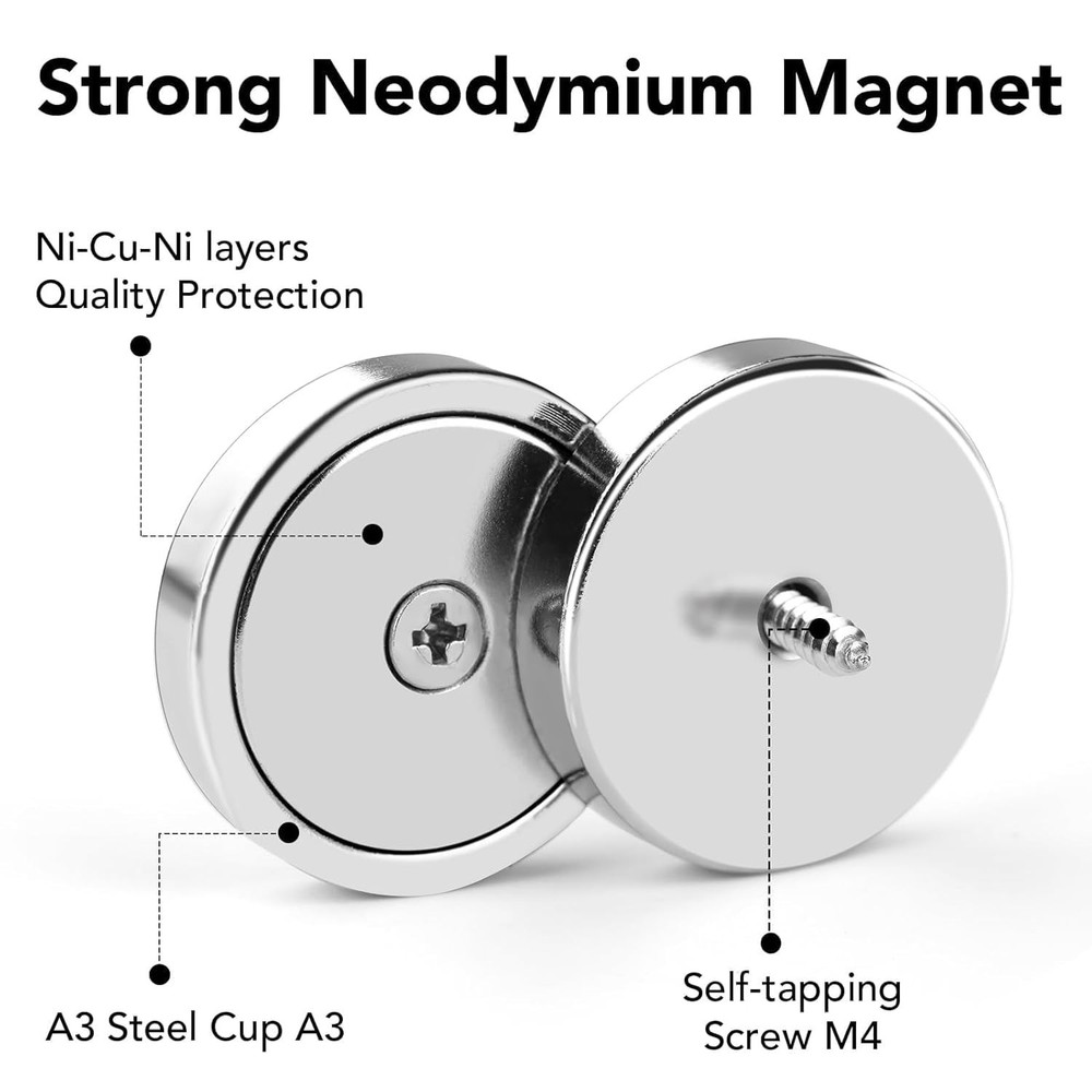 Versatile 6-Pack Neodymium Magnets - 20LBS Pull Force for Cabinets & More