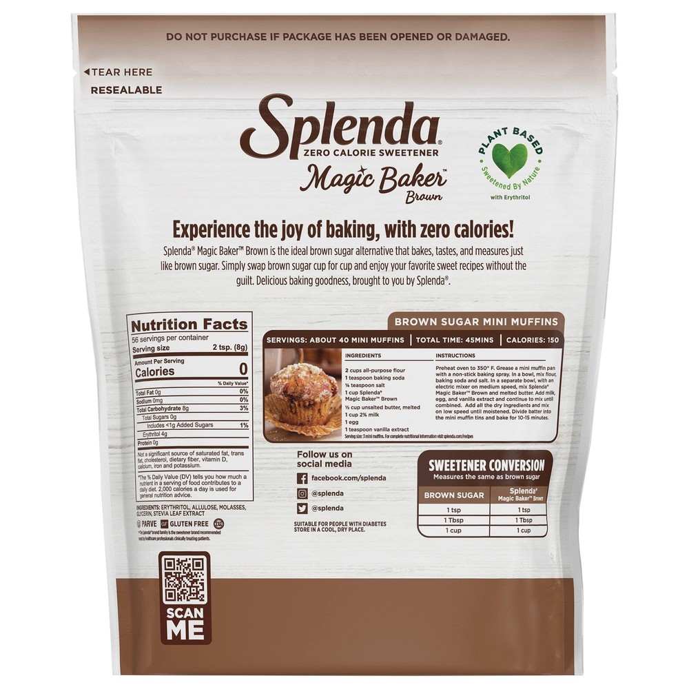 Splenda Magic Baker Brown Sugar Substitute Zero Calorie Baking Blend 16 Ounce