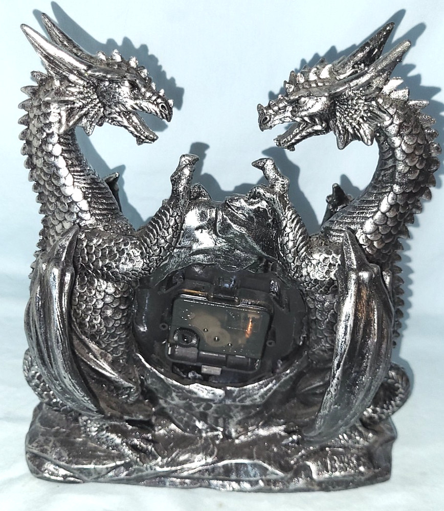 DWK Gothic Twin Dragons Table Clock