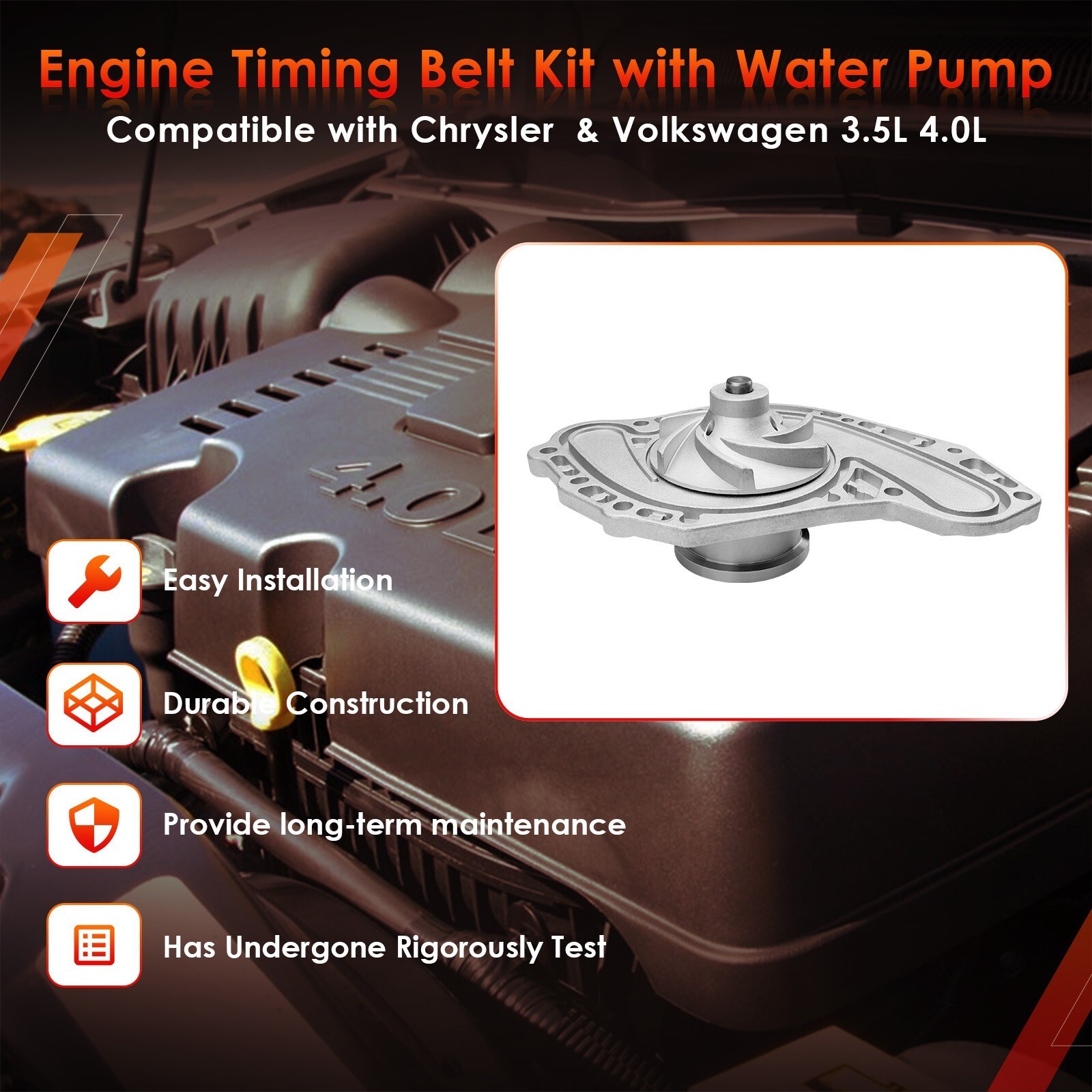 Engine Timing Belt Kit For 2005-11 Chrysler 300 Dodge Journey 3.5L w/ Water Pump