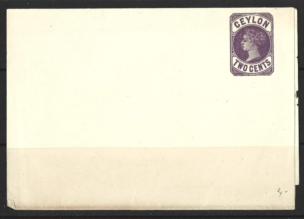 CEYLON QV TWO CENTS WRAPPER UNUSED