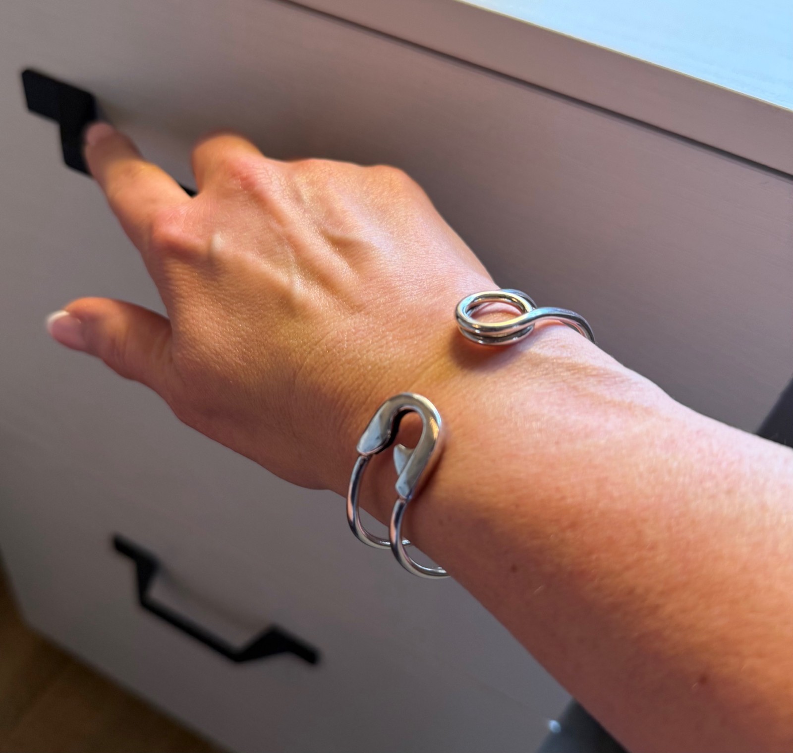 Gorgeous Safety Pin Adjustable Cuff Bracelet | 925 Sterling Silver Stamped