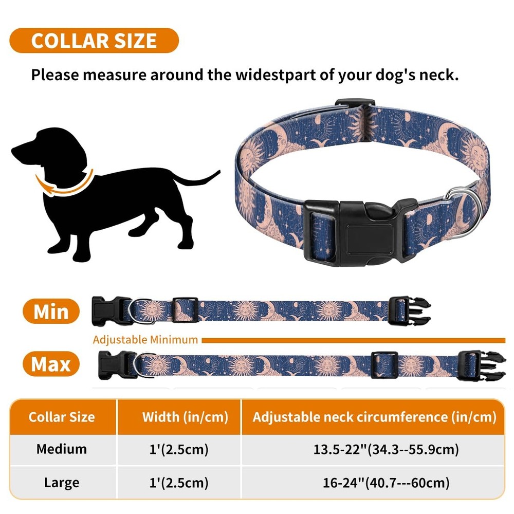 Blue Magic Universe Dog Collar Cute Pet Adjustable Medium Quick Release