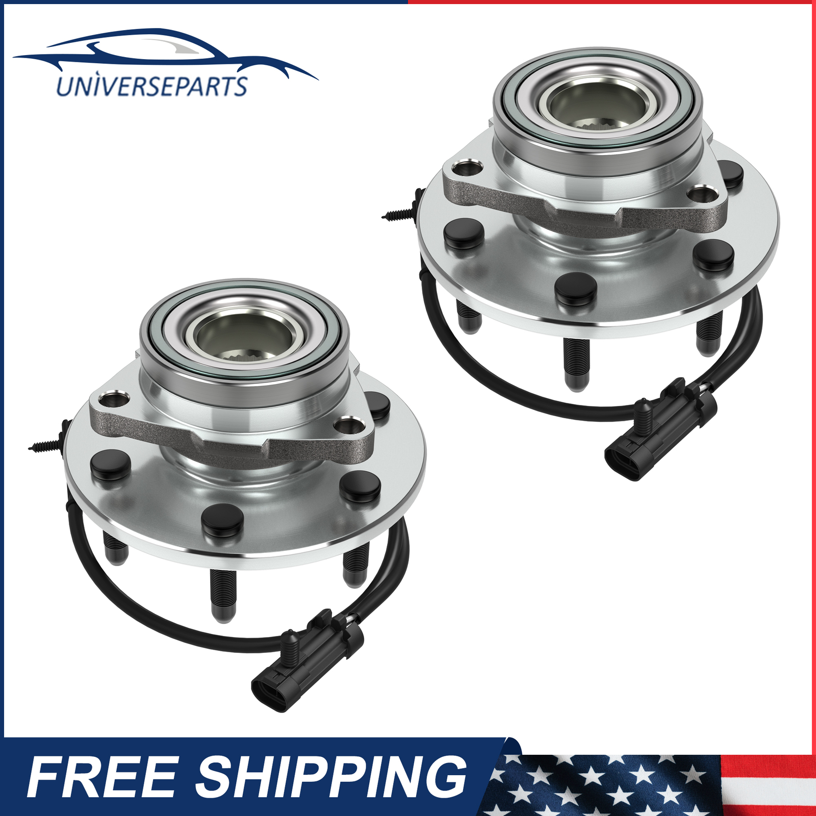 2 Pcs Front Wheel Hub Bearing Assembly w/ ABS for Chevy GMC Truck 4X4 4WD New