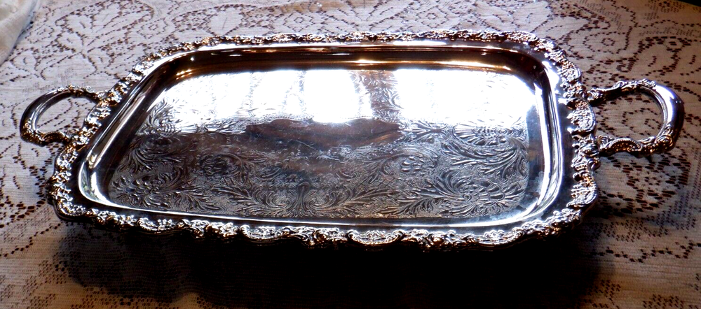 Silverplate Footed Platter Rectangular with Handles