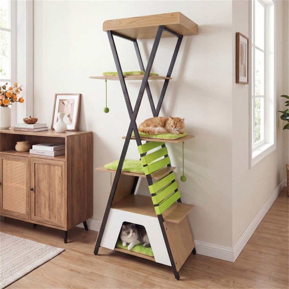 73" Multi-Level Cat Tree with Condo & Perch, Multi-Cat Climbing Tower with Scrat