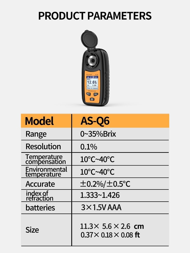 Automatic Digital Refractometer for Sugar Content - 0-35% Range, Easy to Use