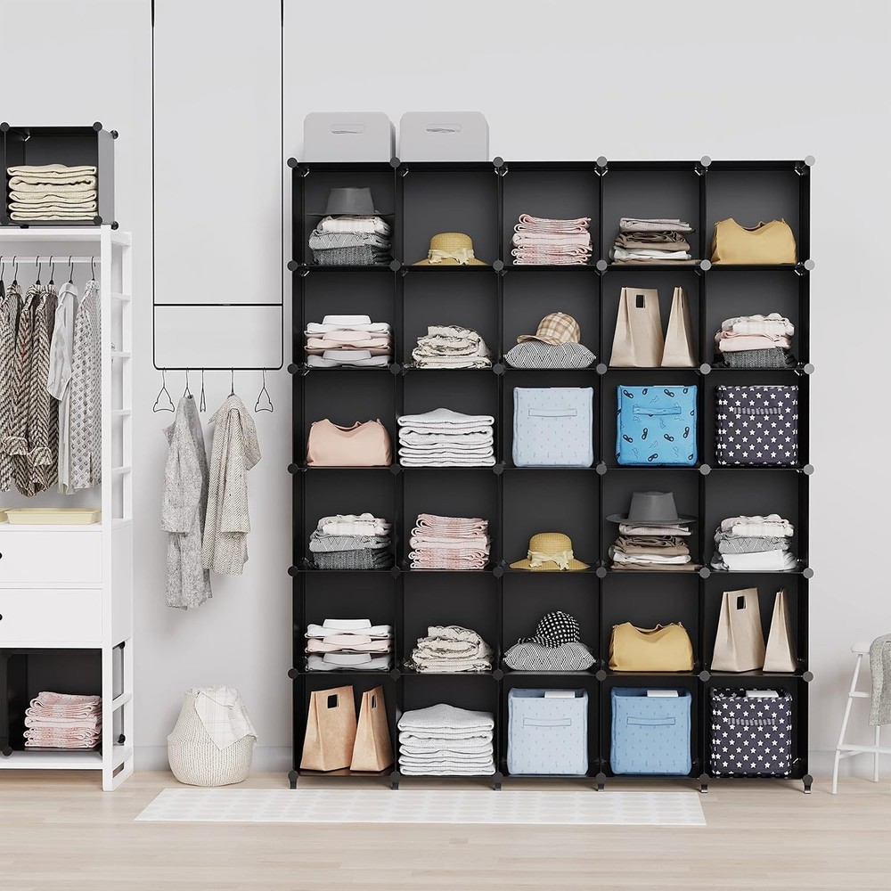Stylish Black Cube Storage Organizer - Bedroom, Dorm, Office