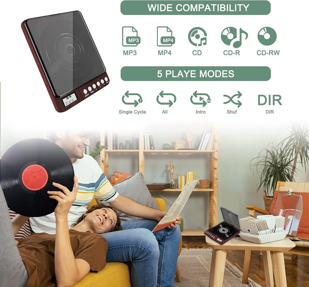 Versatile CD Player with Bluetooth, Anti-Skip Technology & Dual Audio Jacks
