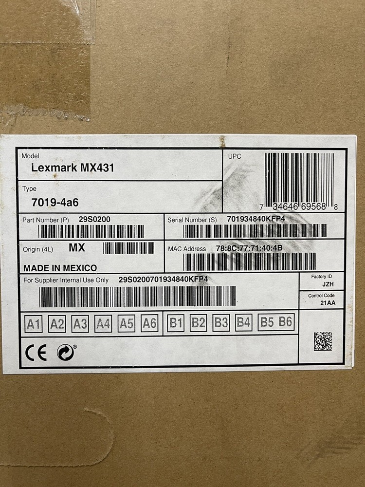 Lexmark MX431adn Laser Multifunction Printer - Black & White Monochrome New