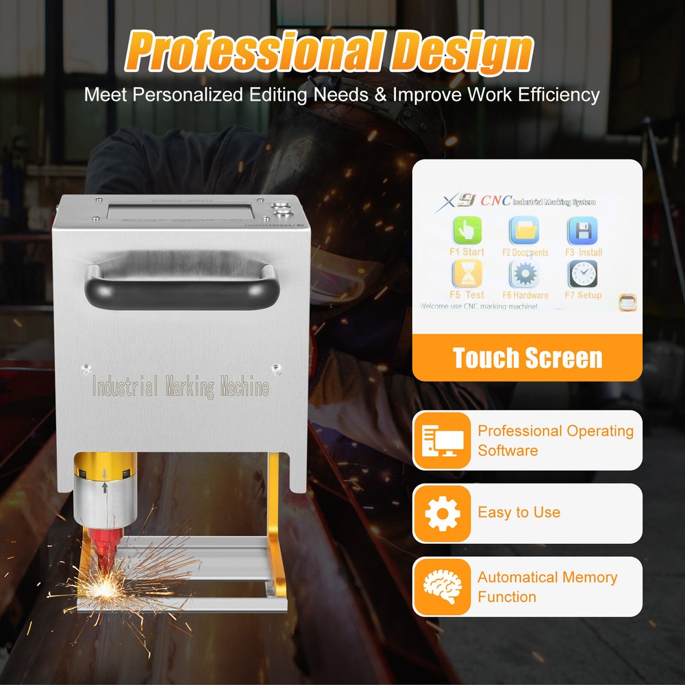 40mm/s Handheld Touch Screen Dot Peen Marking Machine for VIN Code Chassis 120W