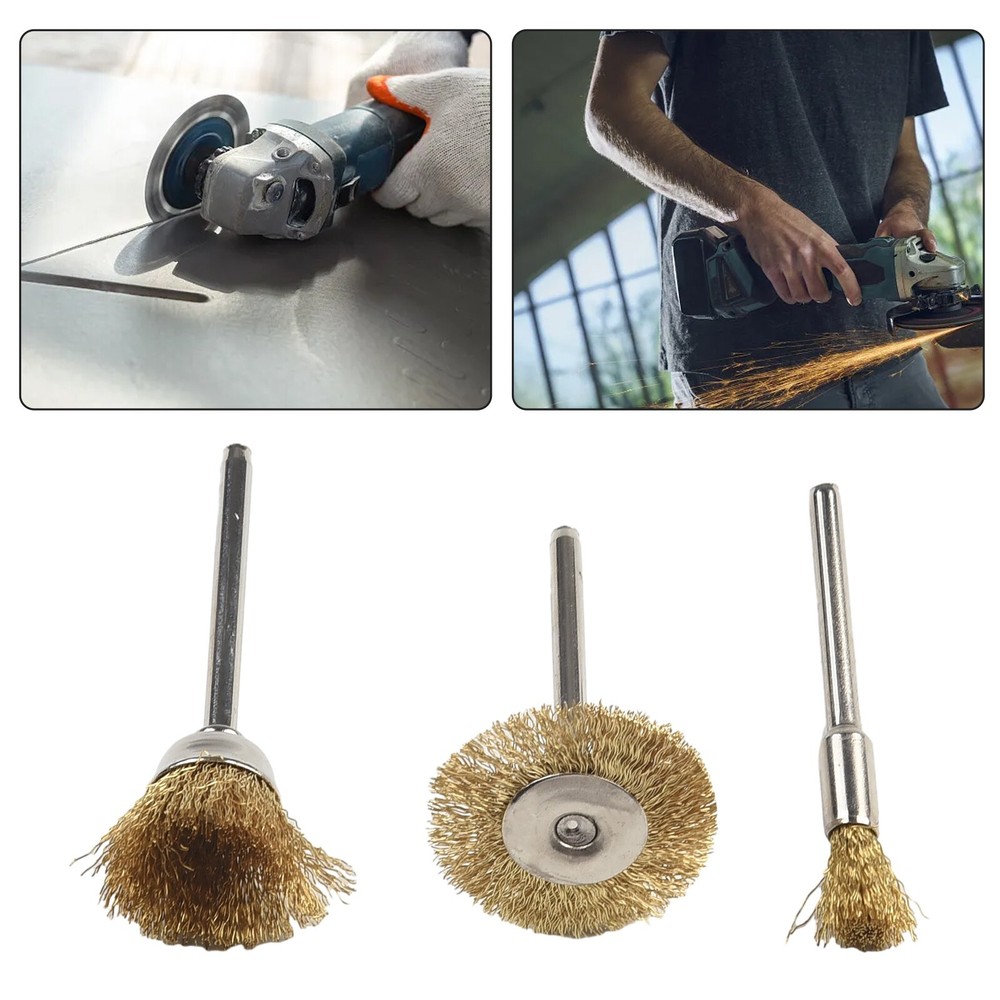 3PCS Rotary Drill Wire Wheel Cup Brush Drill Set Rust Paint Remover Tool 3 Type