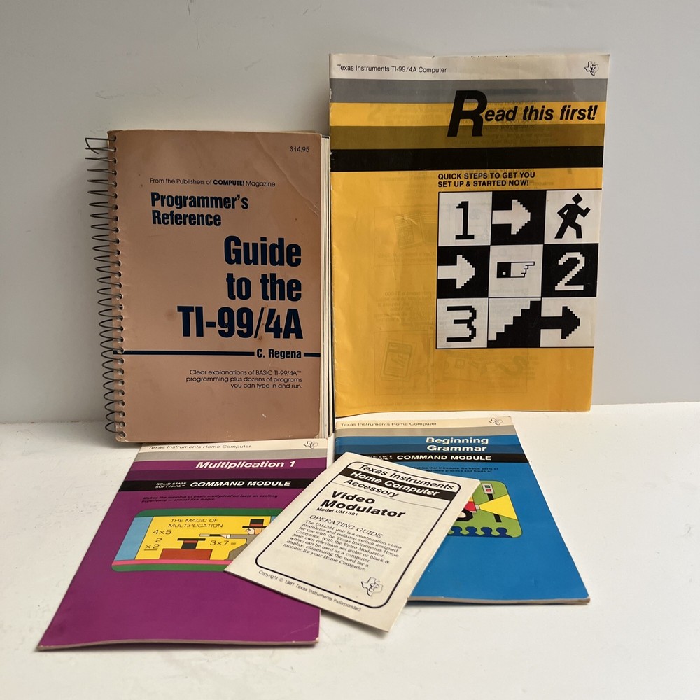 2) Texas Instruments TI-99/4A Computer w/ 1 Power Supply & Manuals Untested