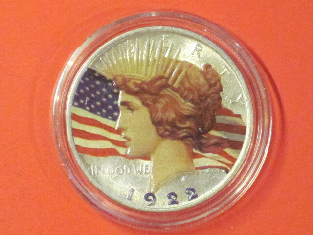 1922  Colorized Peace  90% Silver Dollar  / Both sides colorized!