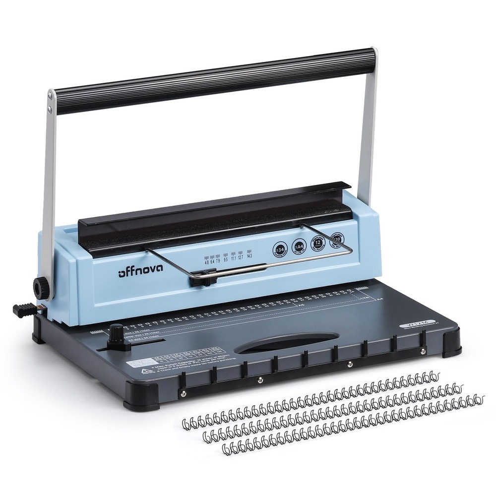 OFFNOVA Wire Binding Machine, Punch 12 Sheets, 34-Square Hole Punch, Bind 120...