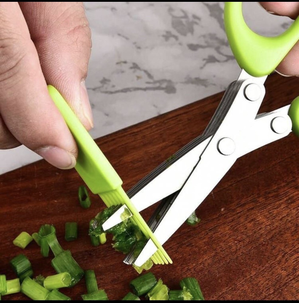Herb Scissors 5-Blade Stainless Stee Multipurpose Kitchen Shears w/ Comb & Cover