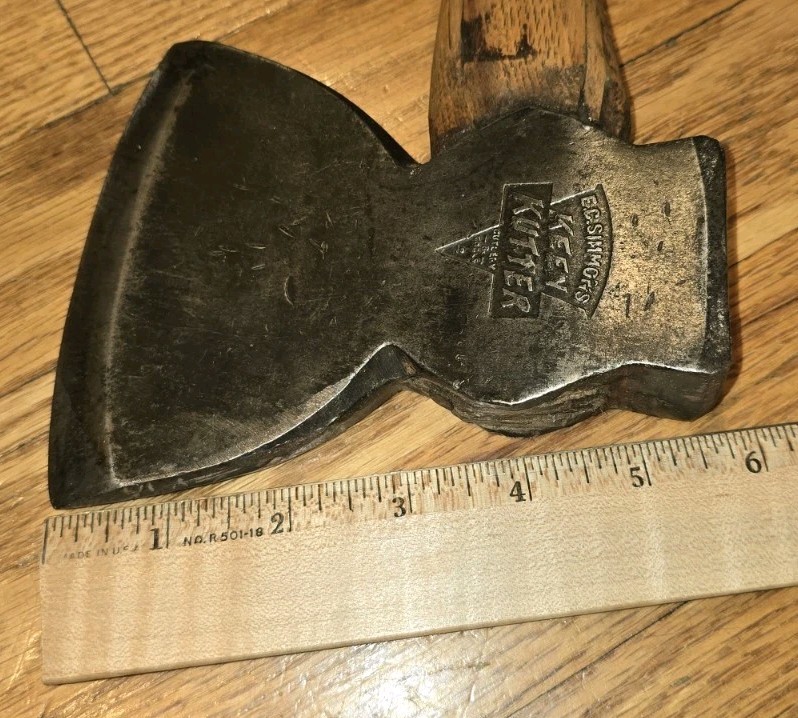 Vintage E.C. Simmons Keen Kutter Broad Head Hatchet Hewing Axe Embossed Logo