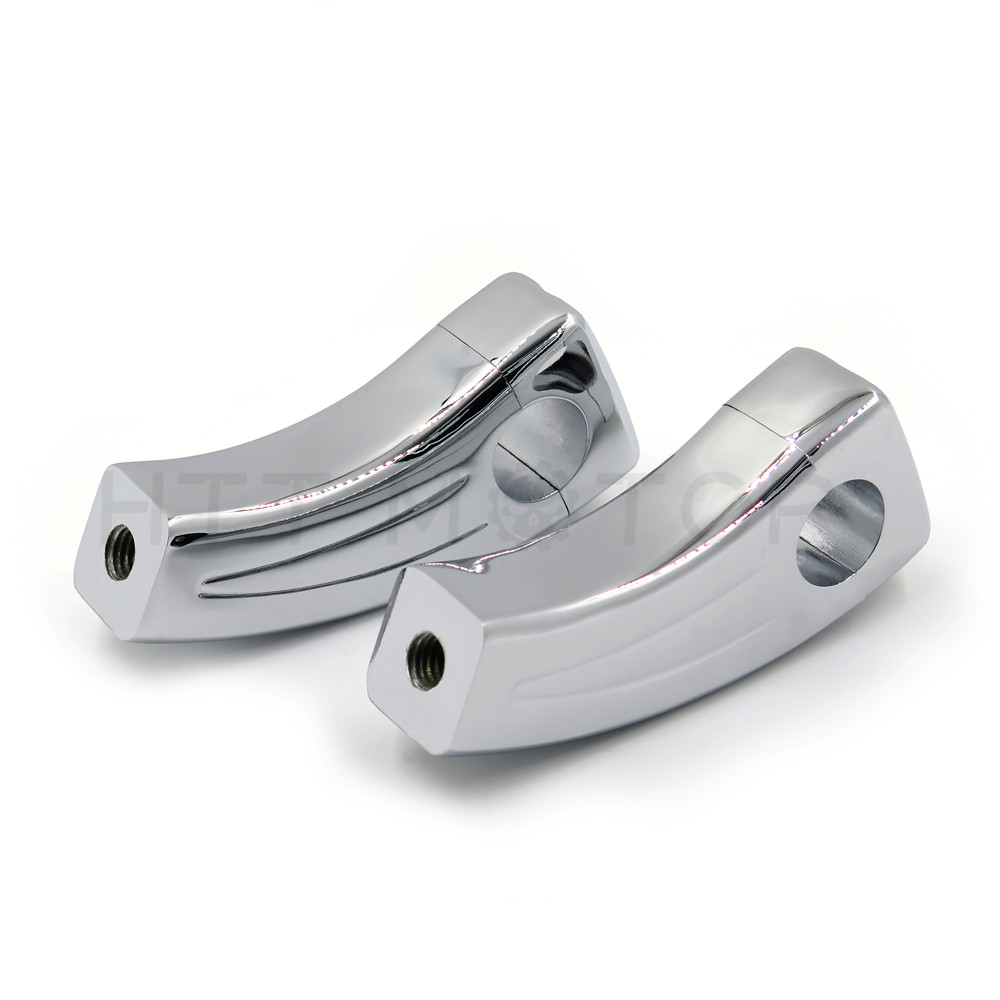 Pair 3.5 " Tall Black 25mm 1" HANDLEBAR RISER PULL BACK RISER Bar Chrome