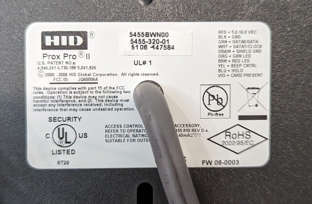 HID 5455BWN00 ProxPro II - Wall Switch Proximity Reader 125kHz SAME DAY SHIPPING