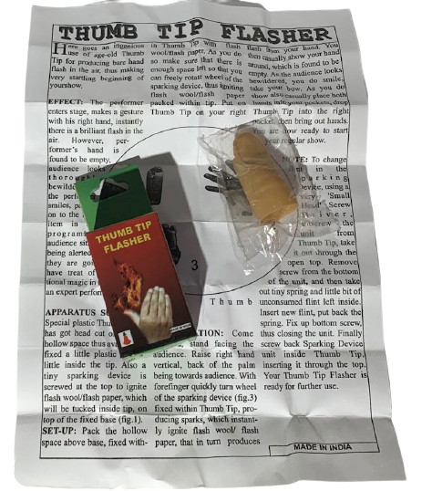 THUMB TIP FLASHER Magic Fire Stage Finger Effects Prop Flint Striker Flash Hand