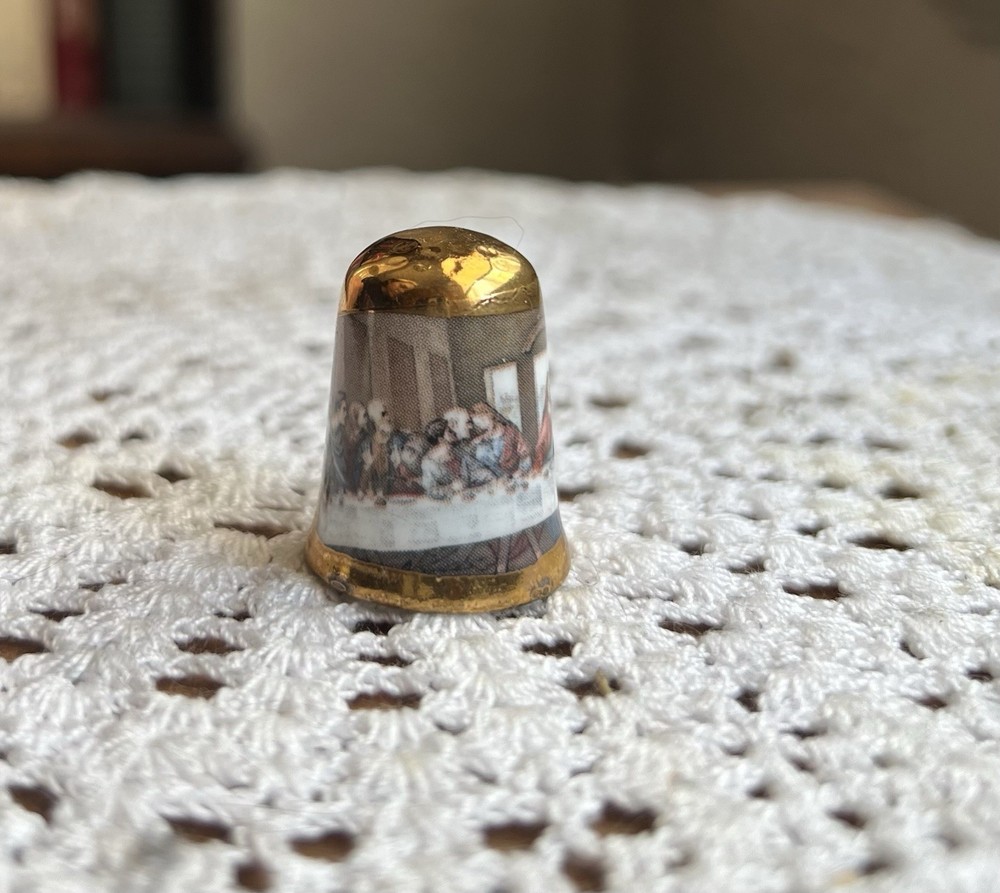 Vintage Fine Bone China Made in England Last Supper Thimble