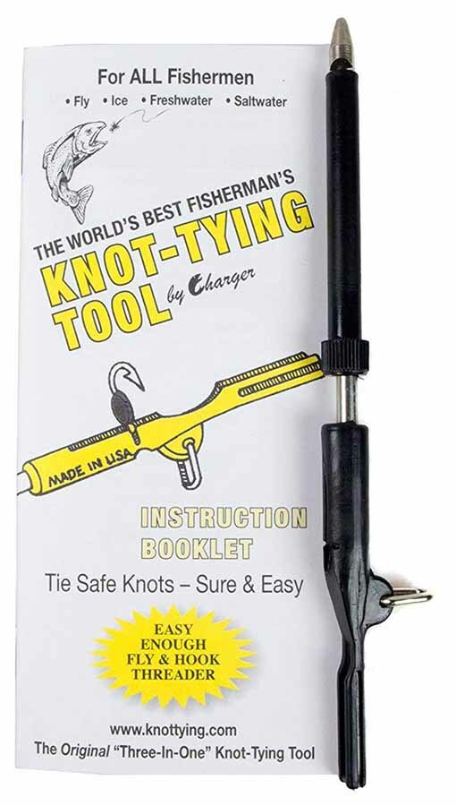 LAKE PRODUCTS THREE-IN-ONE 3 IN 1 KNOT TYING TOOL AND THREADER WITH INSTRUCTIONS