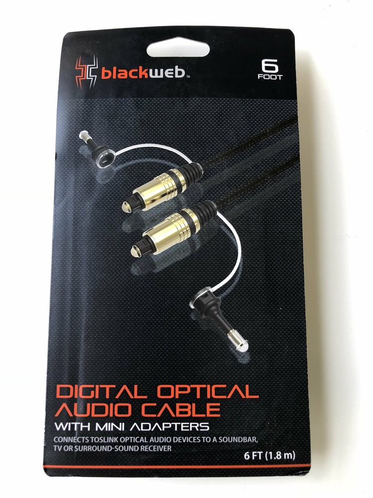 Blackweb Digital Optical Audio Cable With Mini Adapters 6 Foot TOSlink devices T