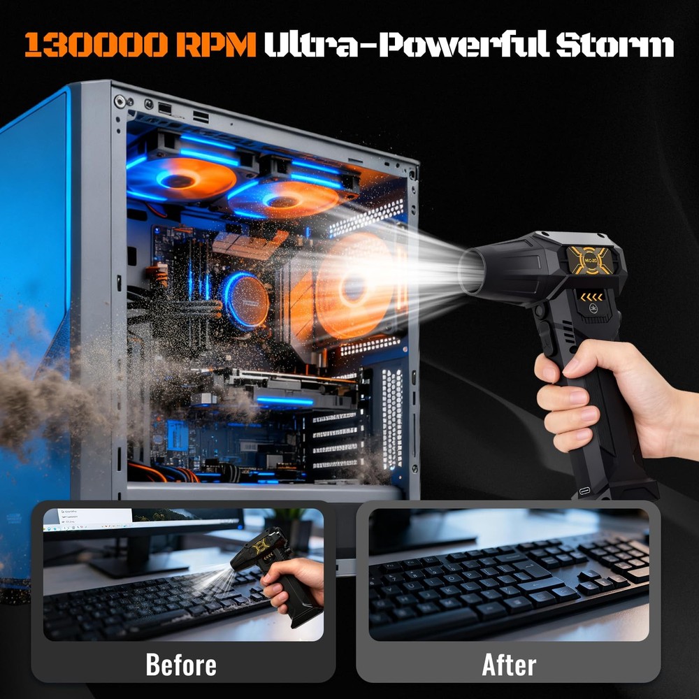 Duster, 380000RPM High-Speed Compressed Blower, Replace Disposable Cans, Adju...