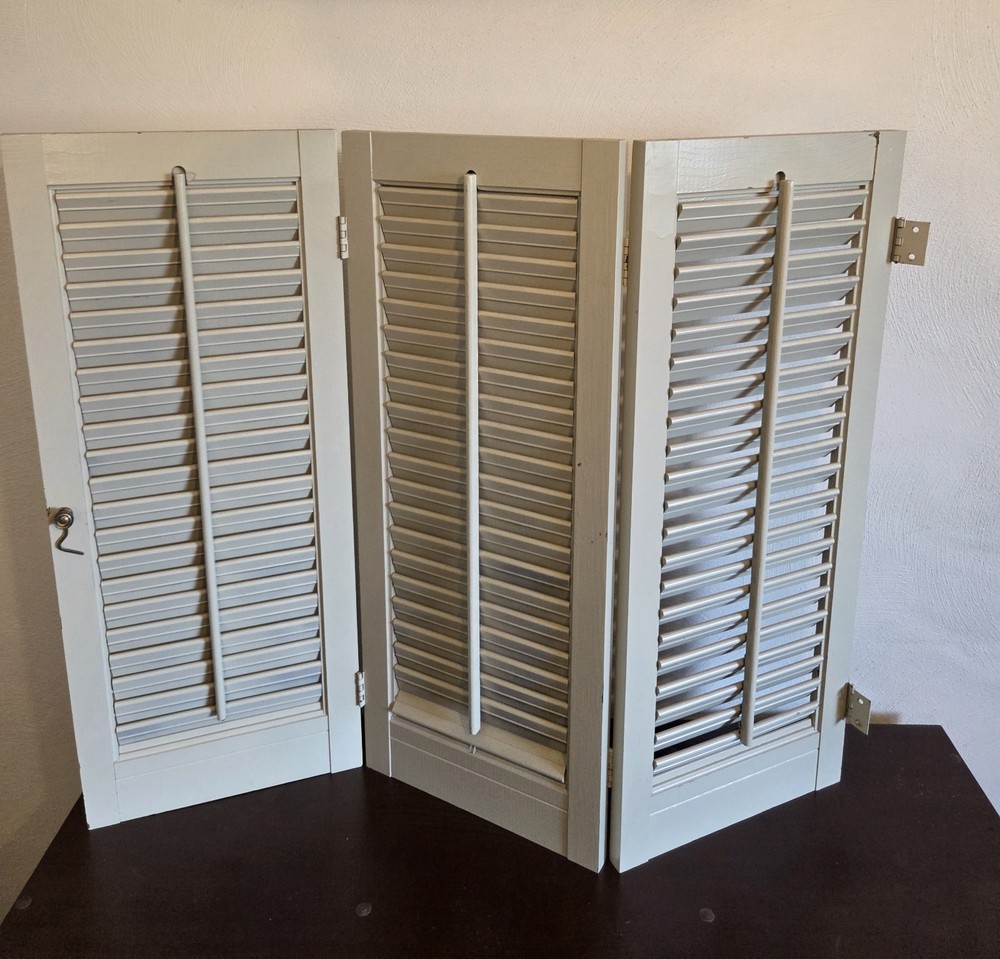 Vintage Louvered Wooden Window Shutters